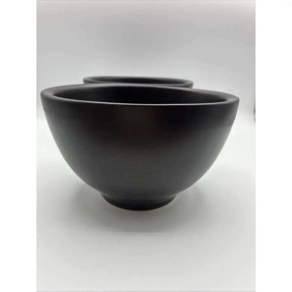 Pier 1 Modern Ebony Coupe Cereal Bowls Discontinued Made In Brazil Solid Black